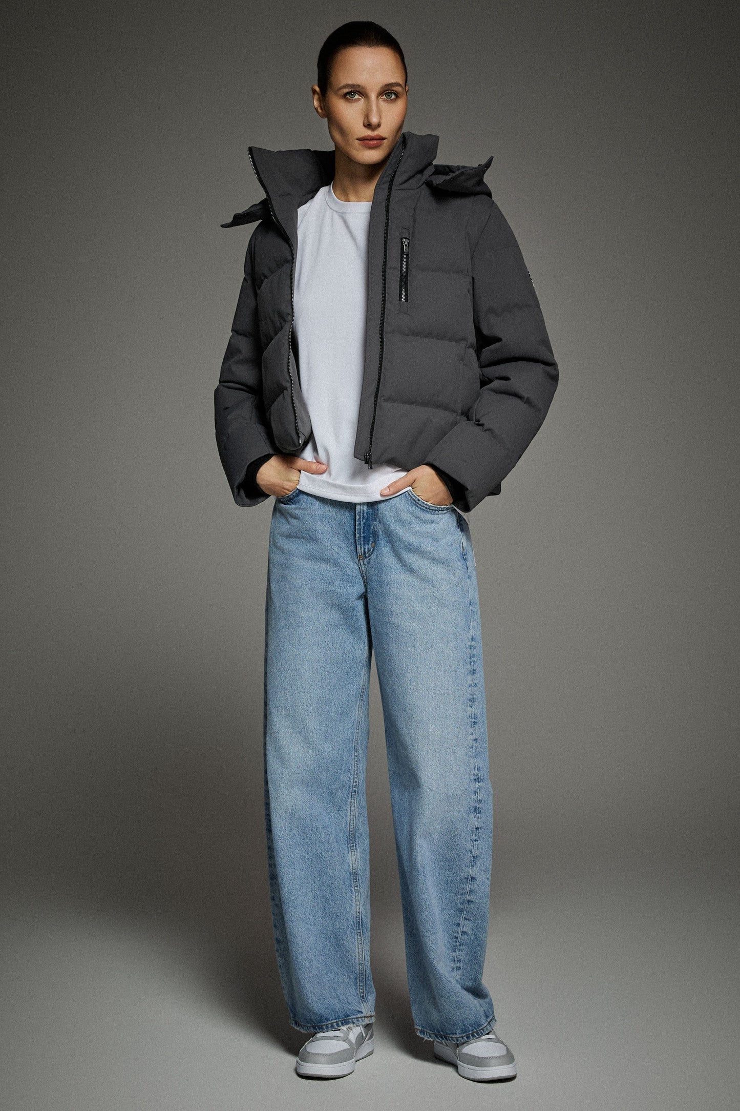 CityForm Short Detachable Hood Down Jacket