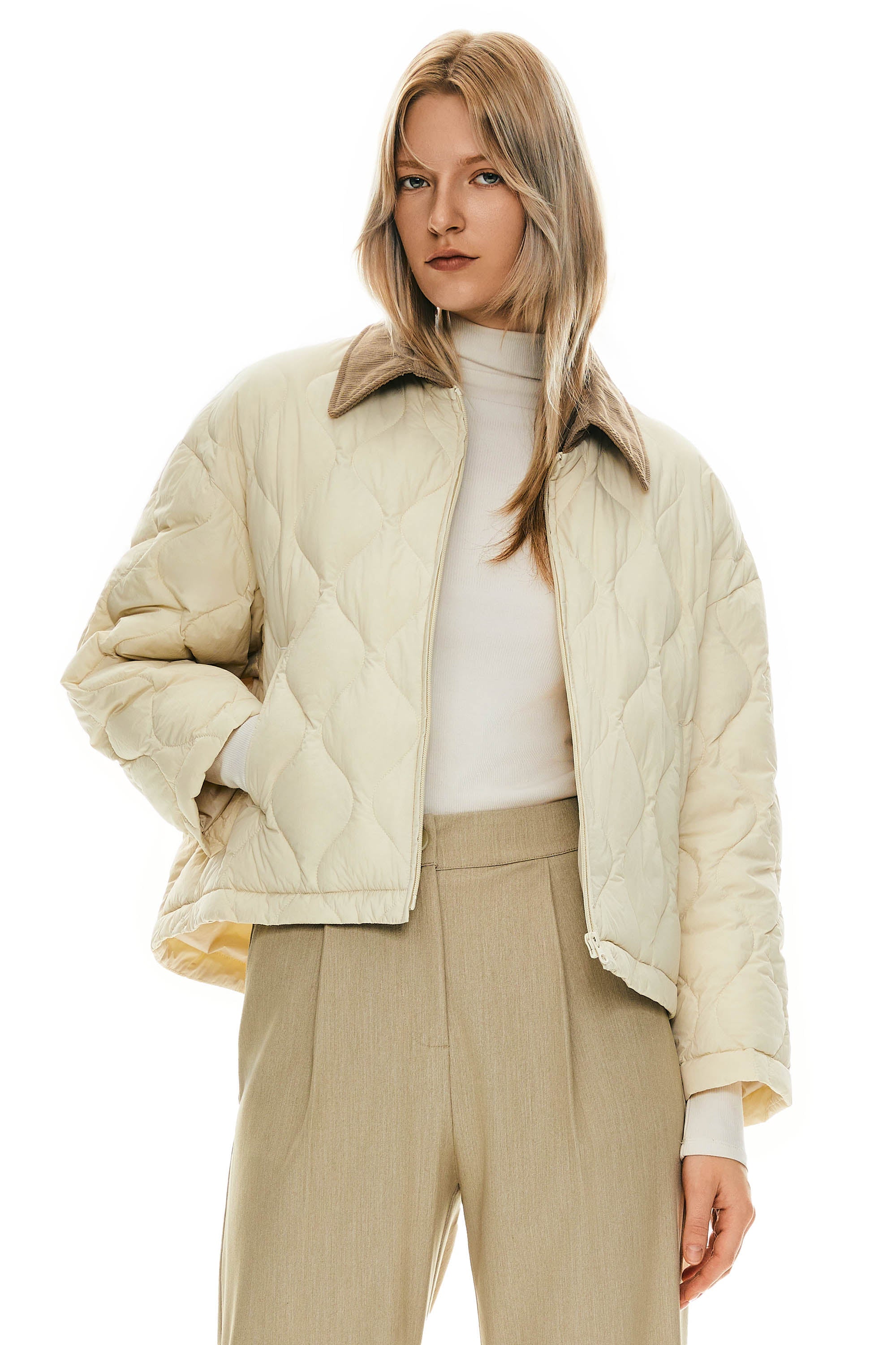 Lightweight Cropped Down Puffer Jacket