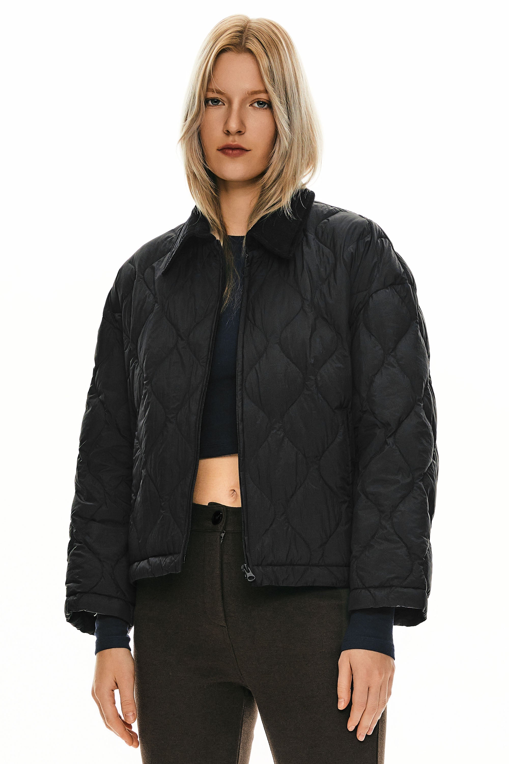 Lightweight Cropped Down Puffer Jacket