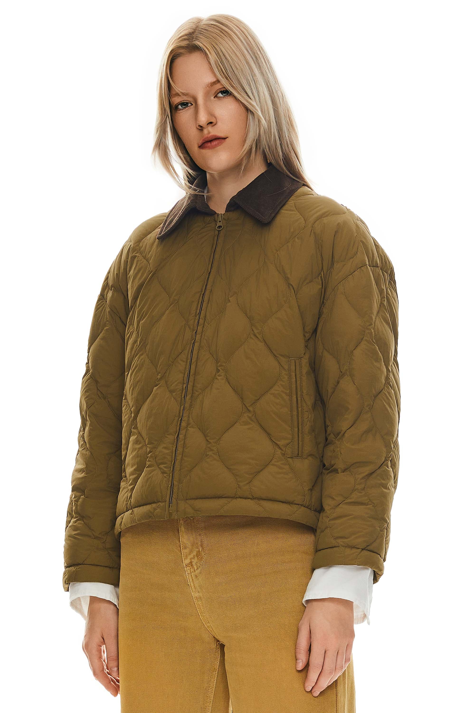 Lightweight Cropped Down Puffer Jacket