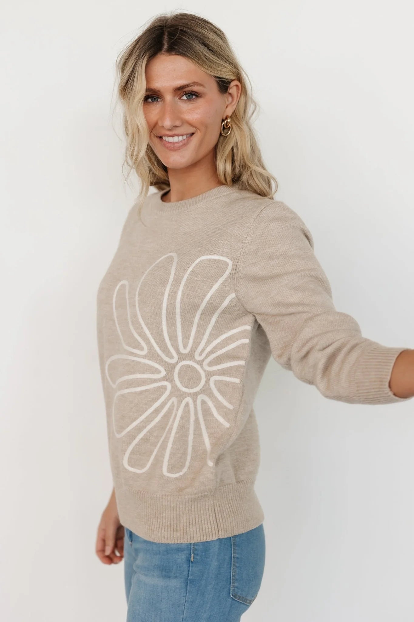 Cherish Flower Sweater | Natural
