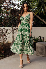 Delia Midi Dress | Green Print