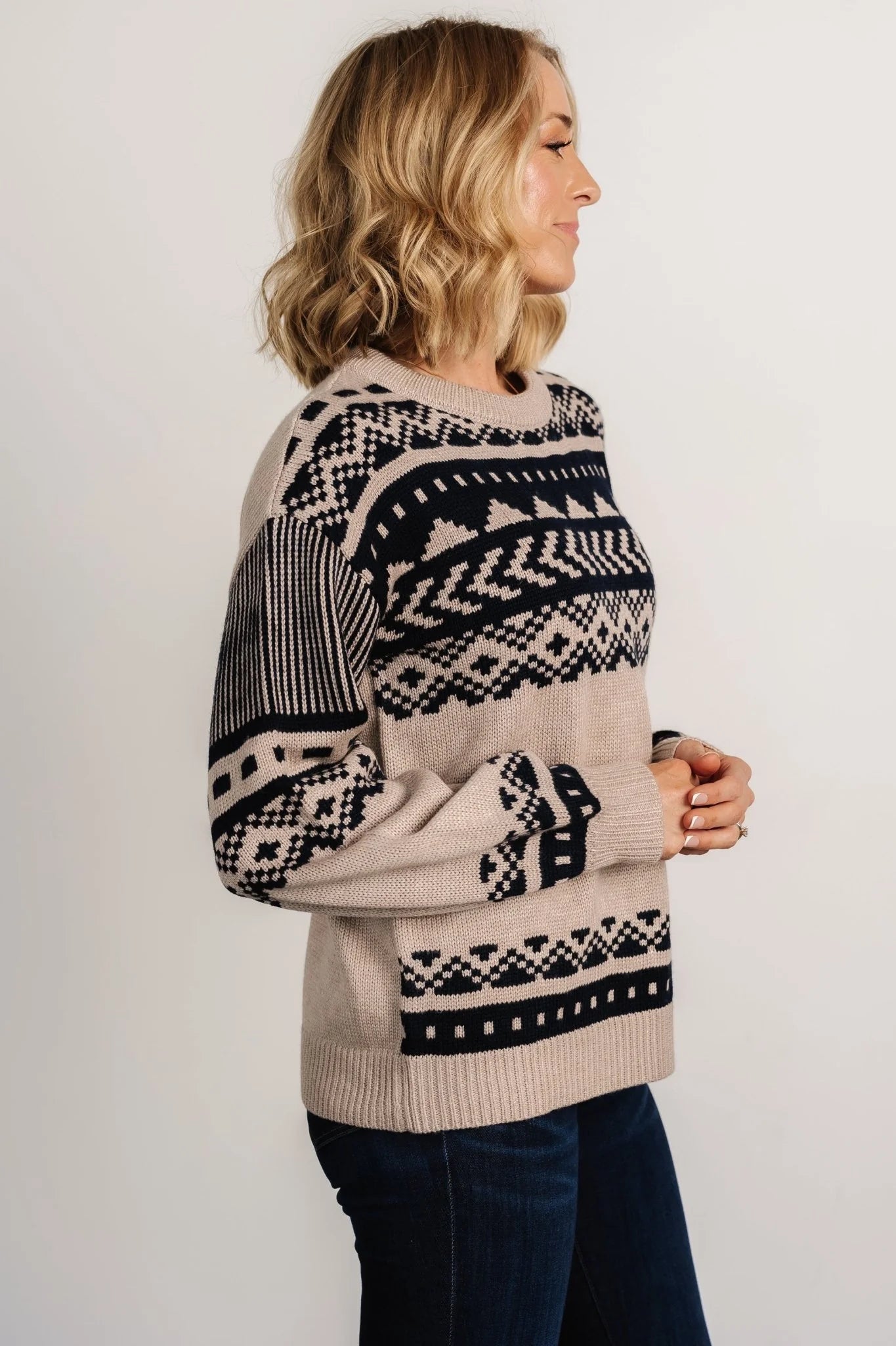 Eugene Sweater | Taupe + Navy