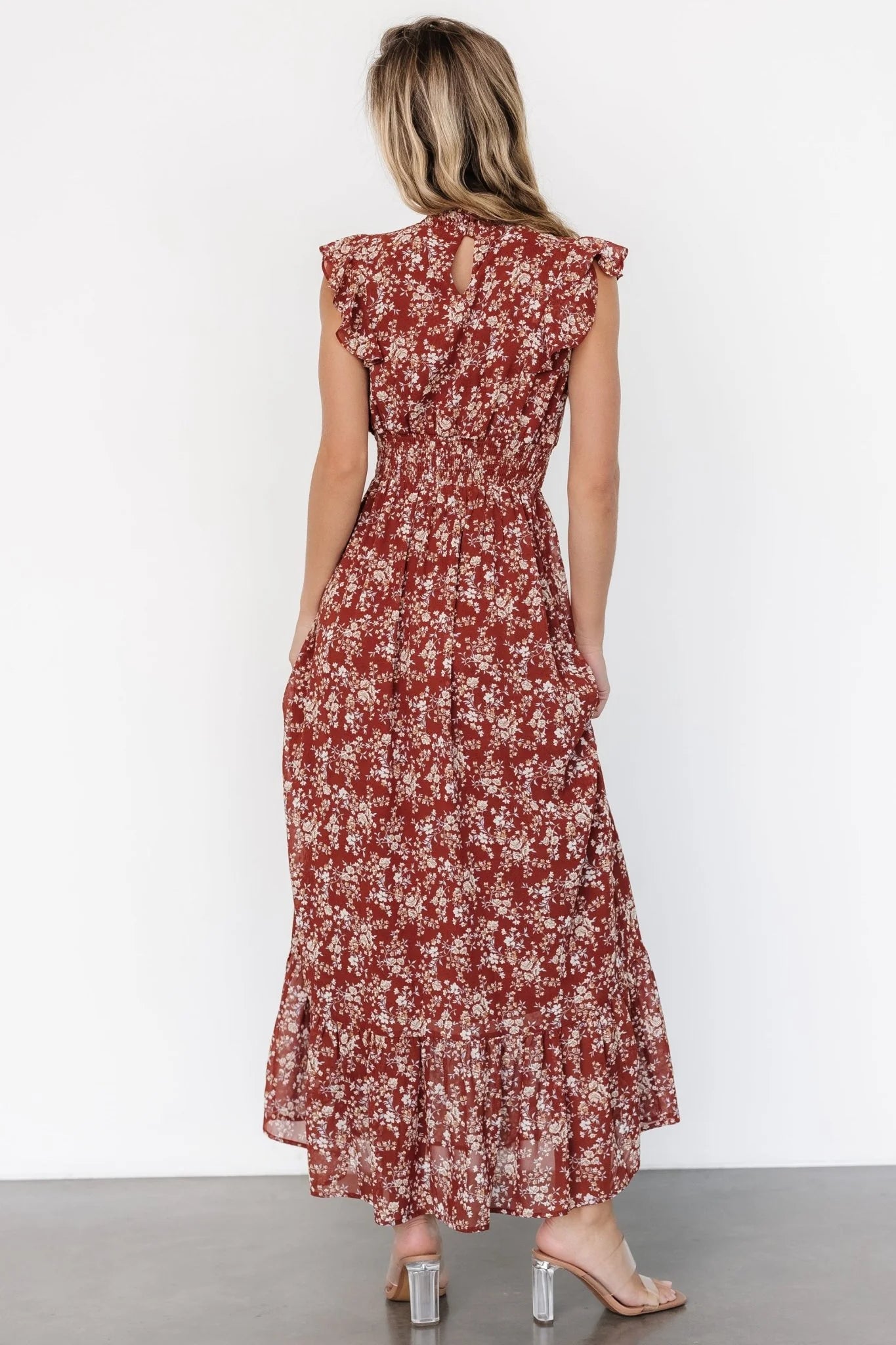 Kearny Ruffle Maxi Dress | Rust Print