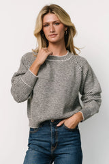 Zadie Striped Sweater | Ivory + Black
