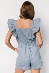 Montgomery Denim Romper | Dusty Blue