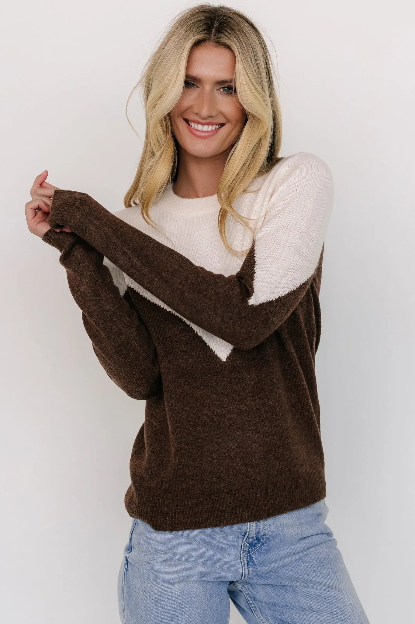 Tanner Sweater | Ivory + Brown