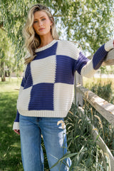 Jayda Sweater | Cream + Blue