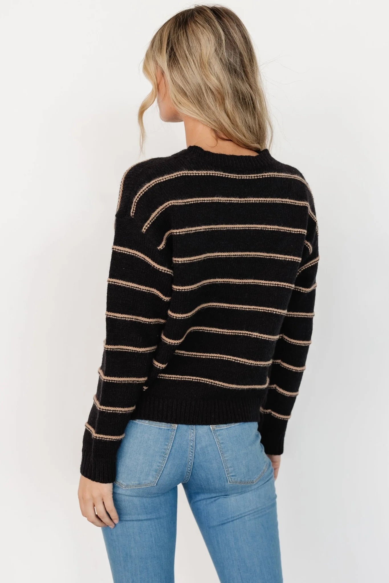 Alanis Stripe Sweater | Black + Camel