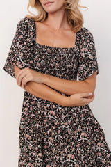 Idera Short Dress | Black Floral