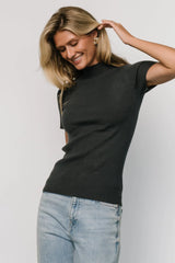 Edie Mock Neck Top | Deep Slate Blue