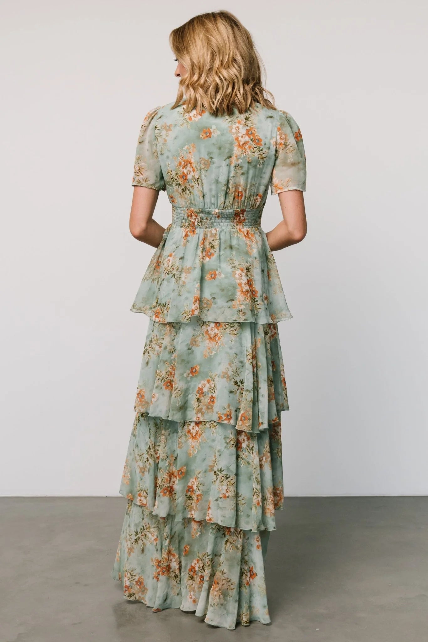 Montaigne Ruffle Maxi Dress | Blue Sage Floral