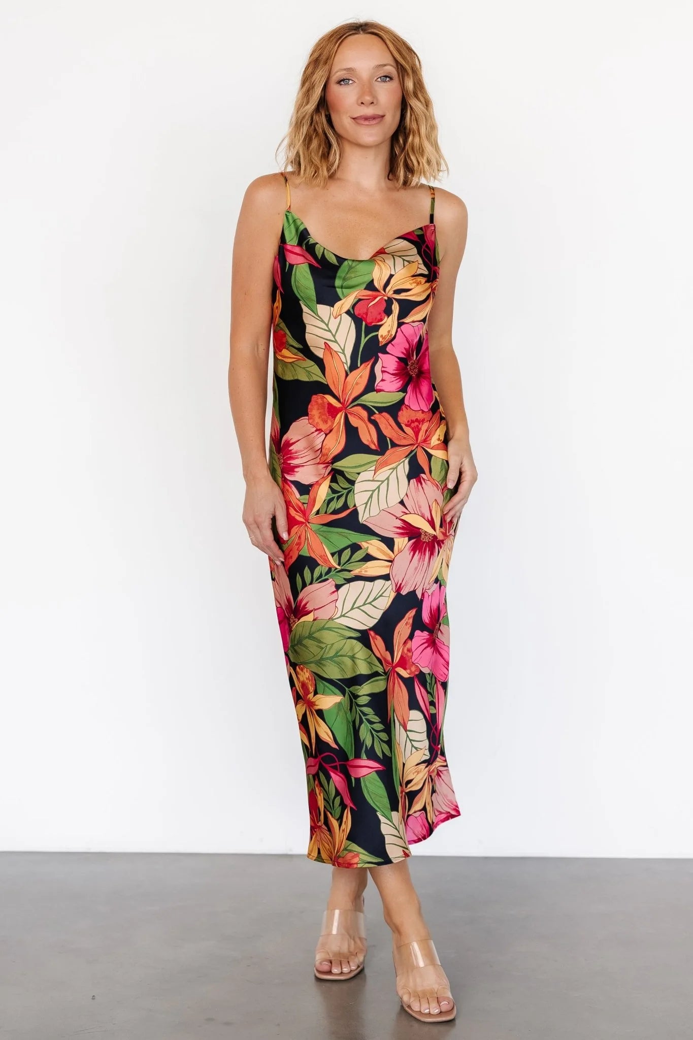 Kala Slip Midi Dress | Black Multi Floral