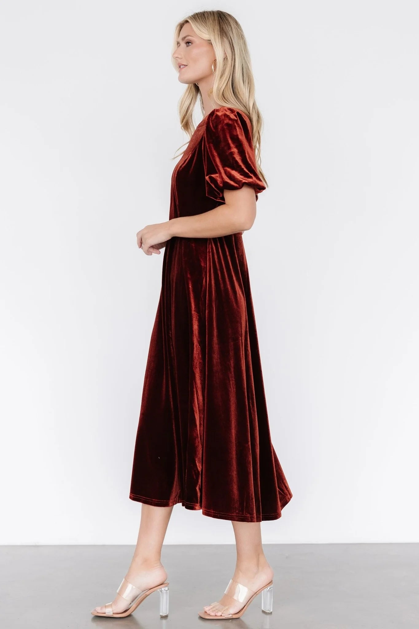 Nita Velvet Midi Dress | Deep Cinnamon