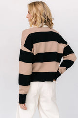 Alec Striped Sweater | Black + Mocha