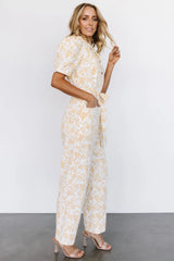 Annalise Jumpsuit | White + Yellow