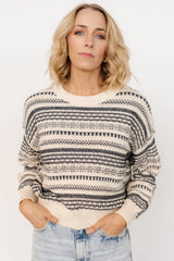 Jasleen Knit Sweater | Cream + Navy