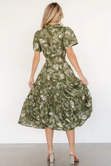 Adara Midi Dress | Olive Floral