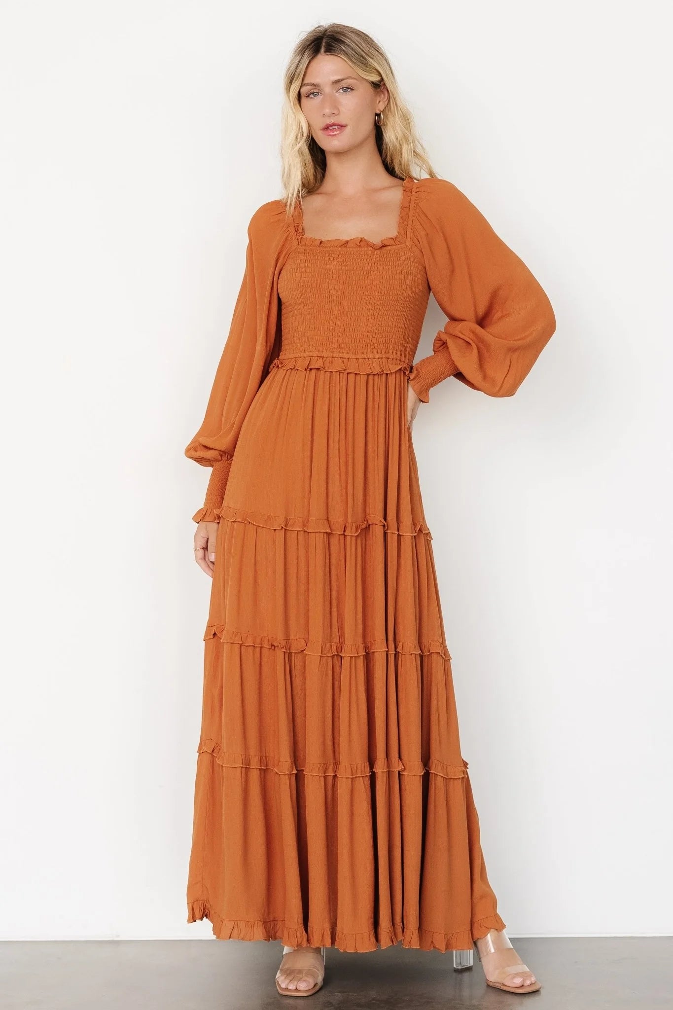 Lana Smocked Maxi Dress | Camel