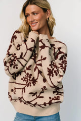 Hallstatt Sweater | Beige + Merlot Print