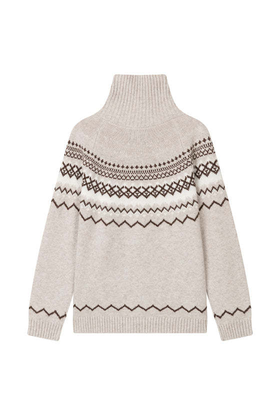 Cohen Fair Isle Wool Cardigan - Beige