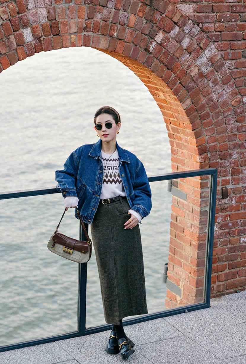 Debbie Wool Pencil Skirt - Checkered