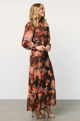 Luciana Maxi Dress | Brown Floral