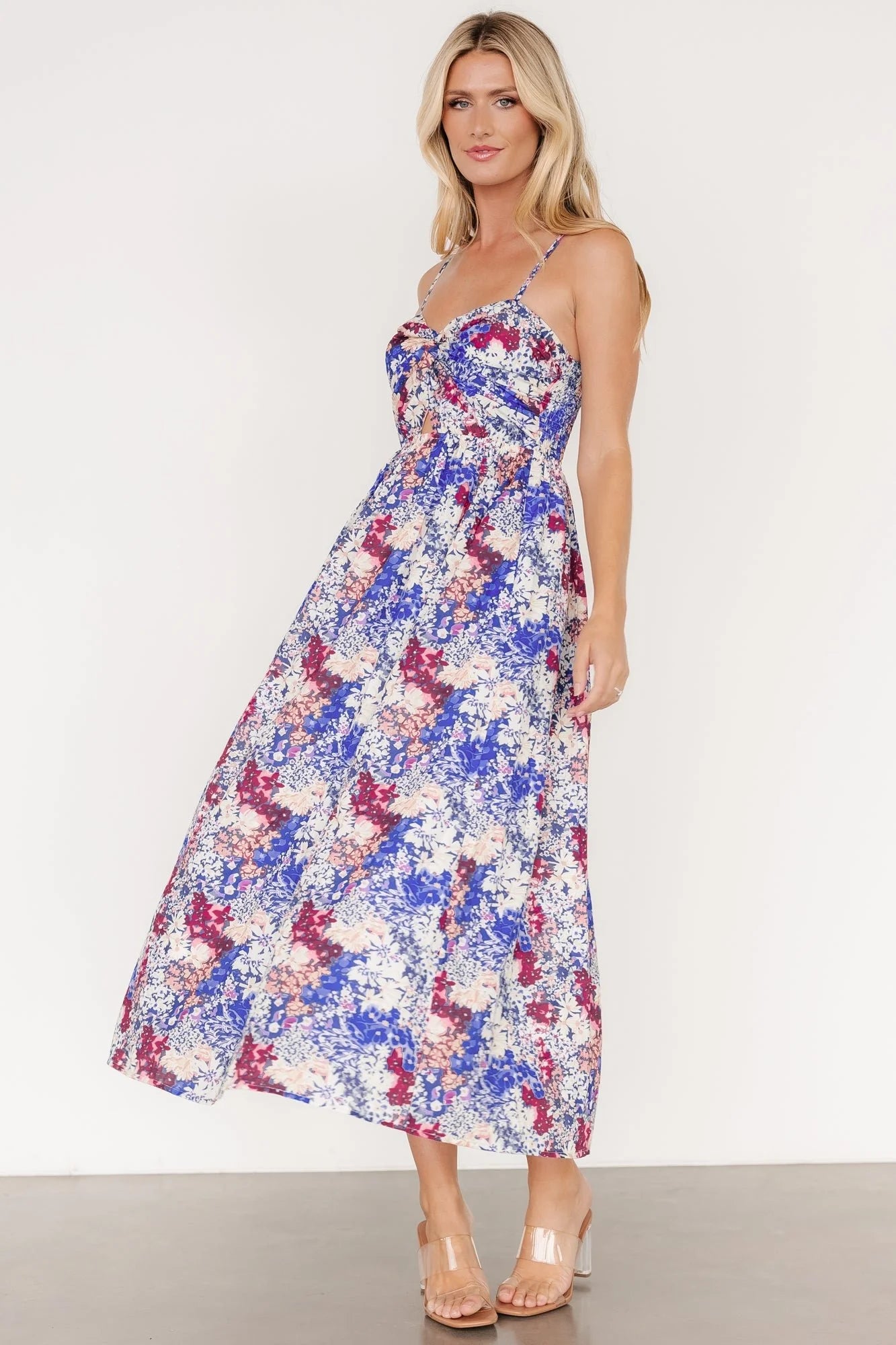 Evette Sweetheart Tank Dress | Blue Multi