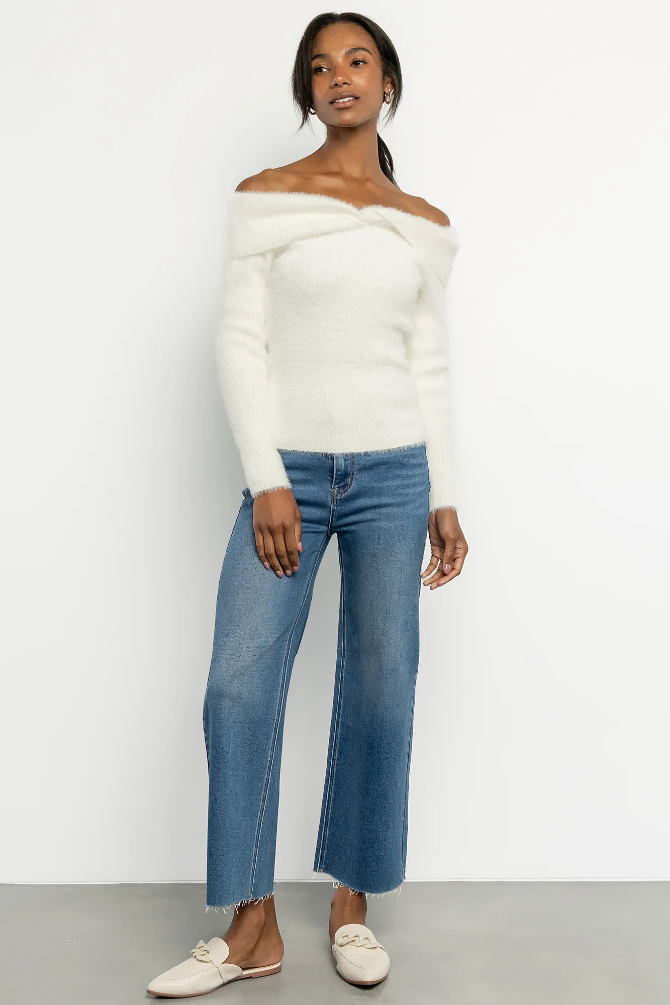 Perla Off Shoulder Sweater | Ivory