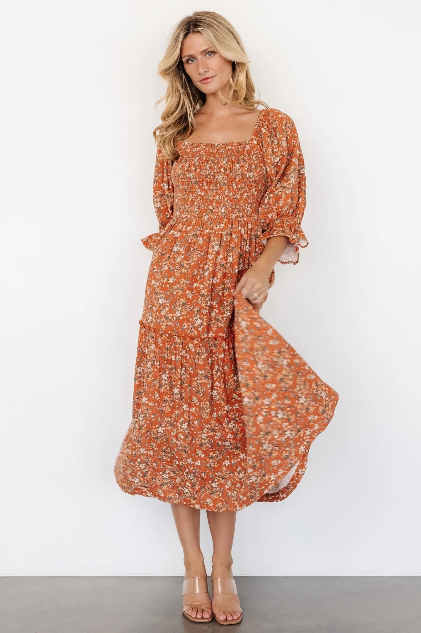 Sedona Smocked Dress | Light Rust