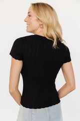 Penny Pointelle Top | Black