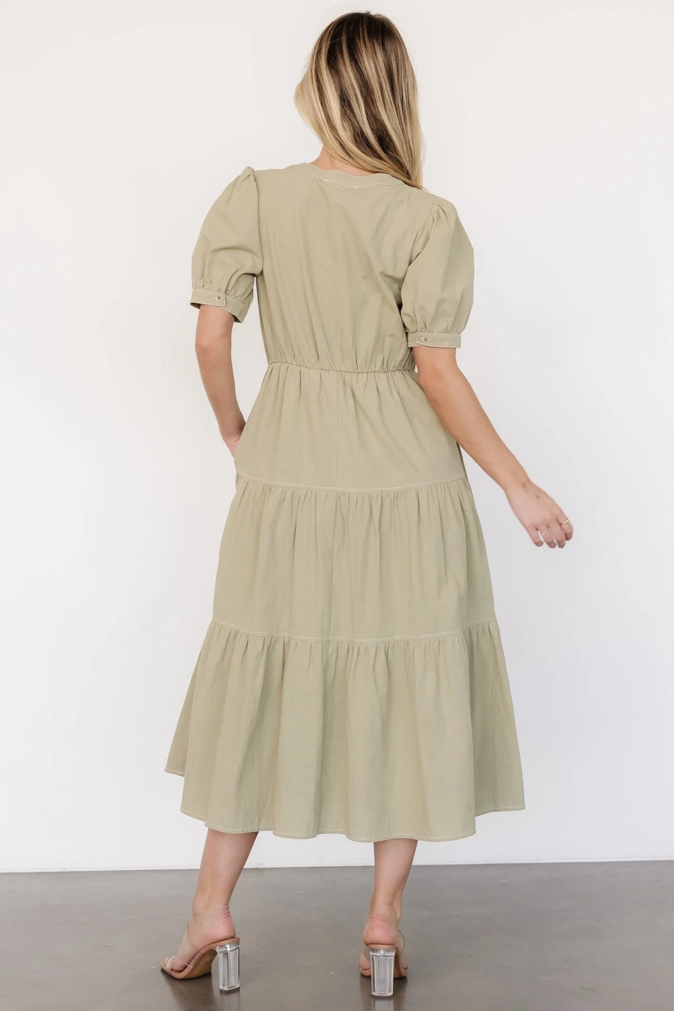 Shelby Button Top Dress | Sage Green