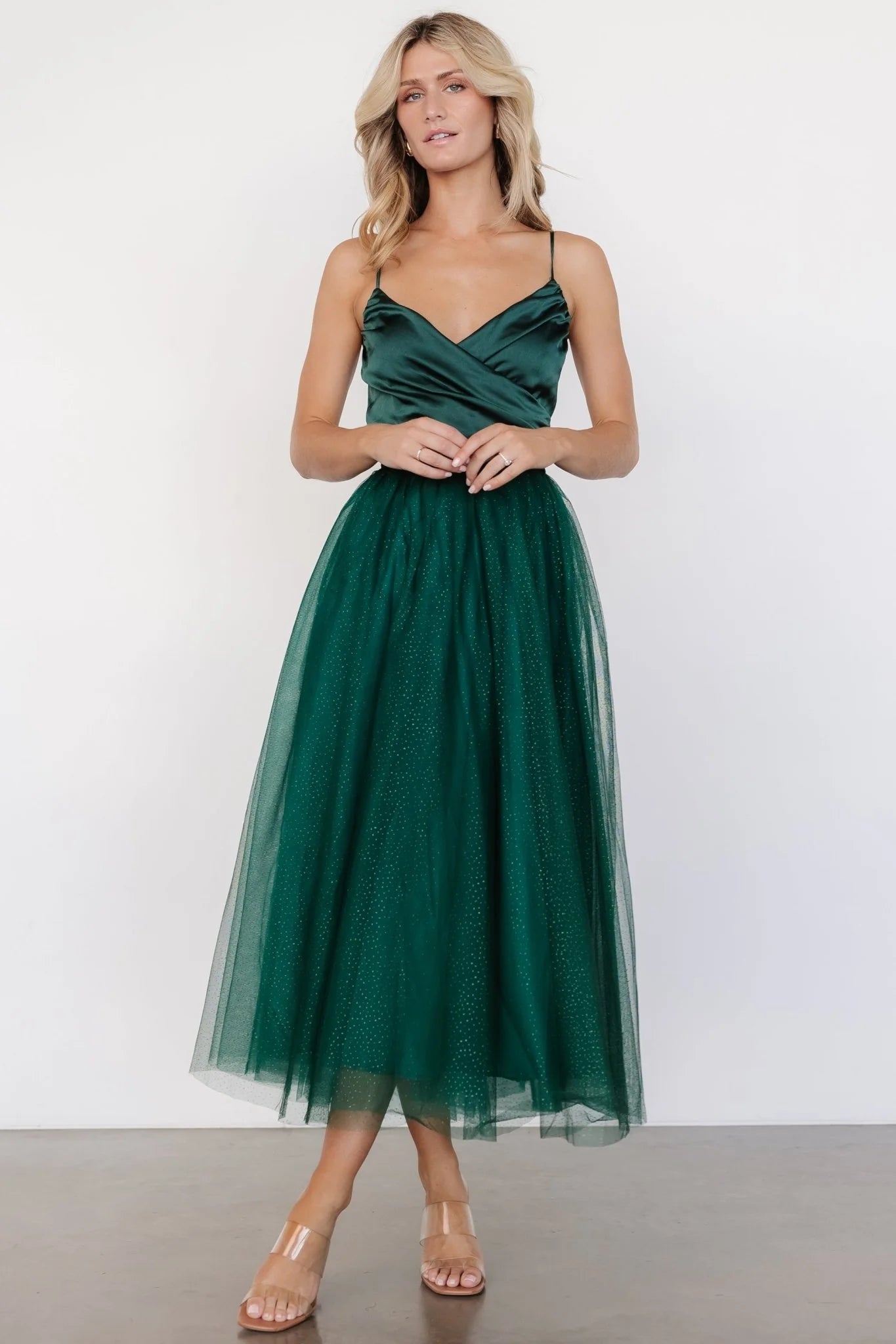 Shonda Sparkle Midi Dress | Emerald