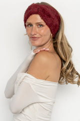 Harlowe Cozy Bow Headband | Burgundy