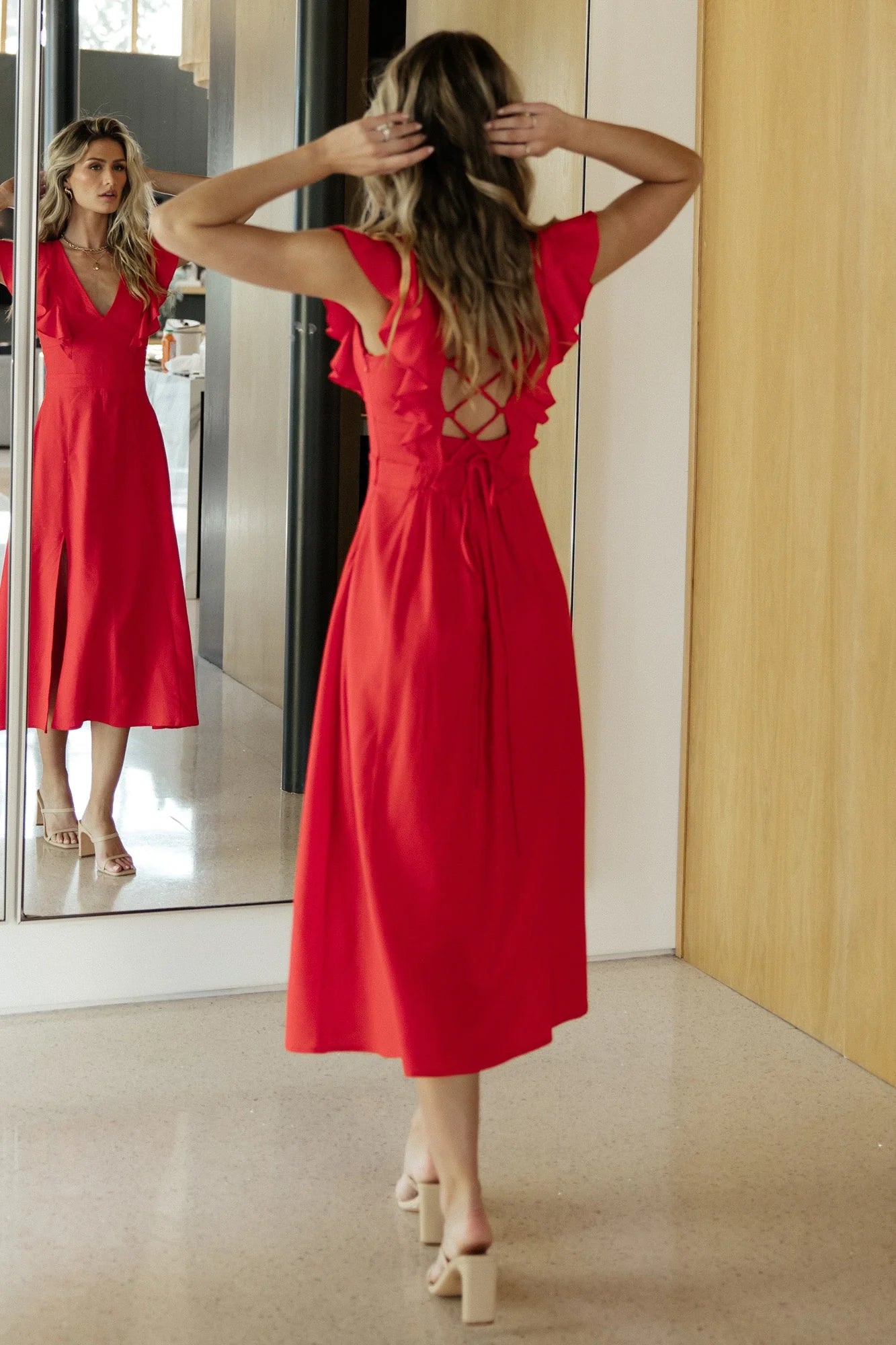 Elena Midi Dress | Red