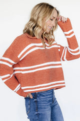 Olsen Stripe Sweater | Dark Clay + White