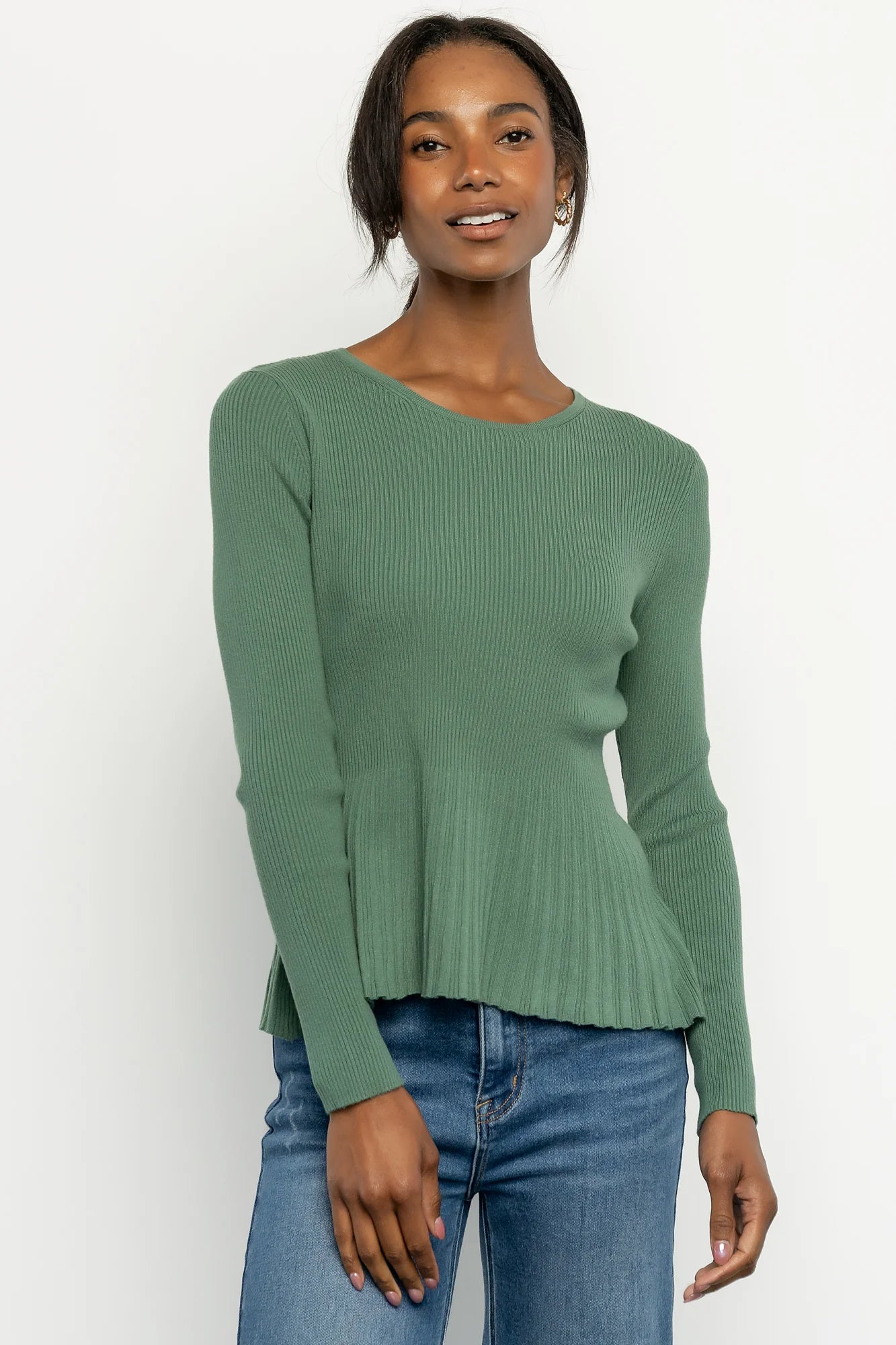 Ainsley Ribbed Top | Winter Green