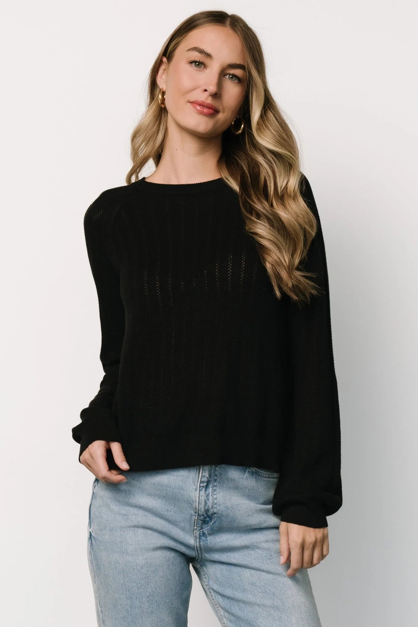Alix Knit Sweater Top | Black
