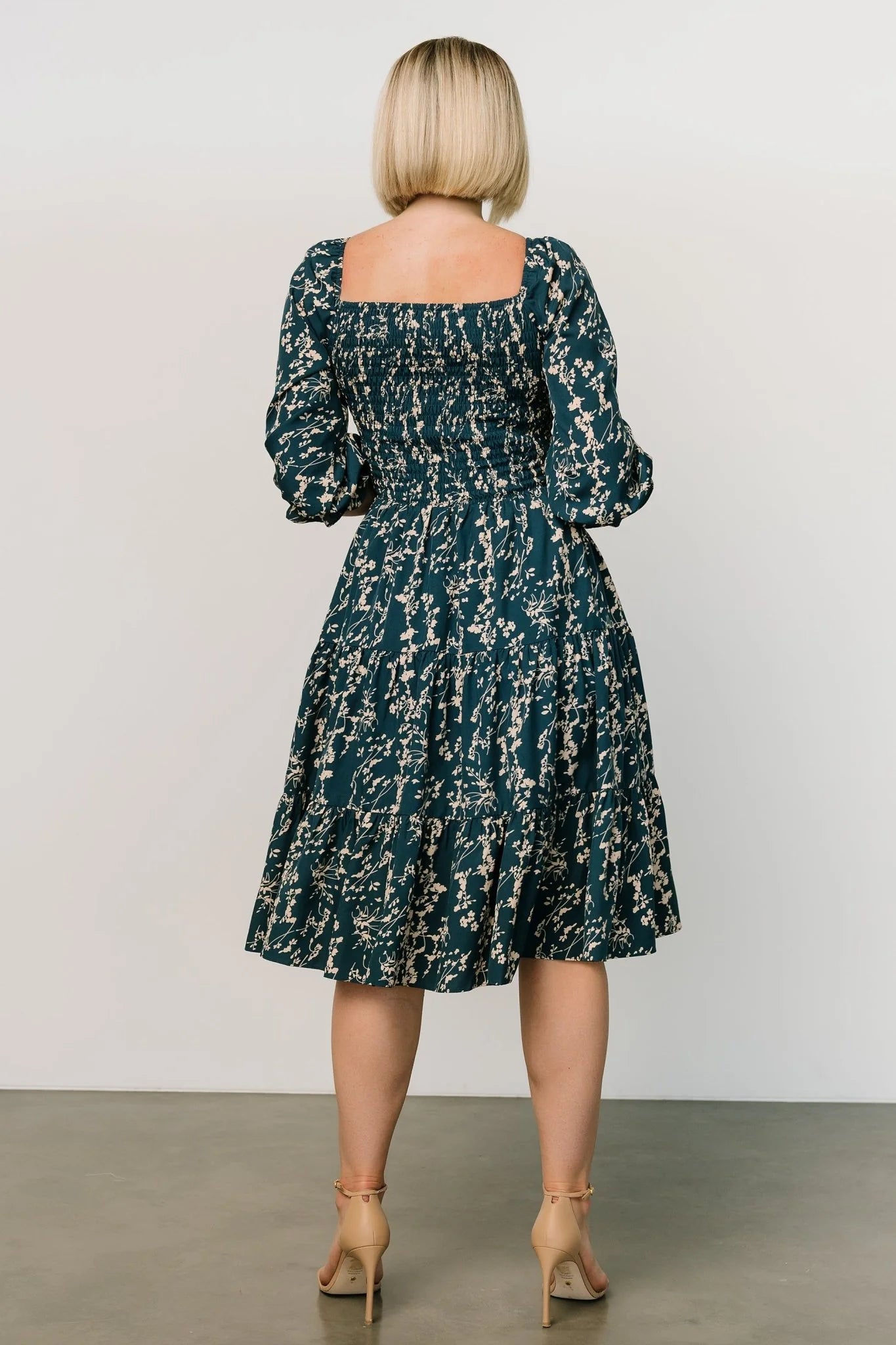 Marta Smocked Midi Dress | Topaz + Blush