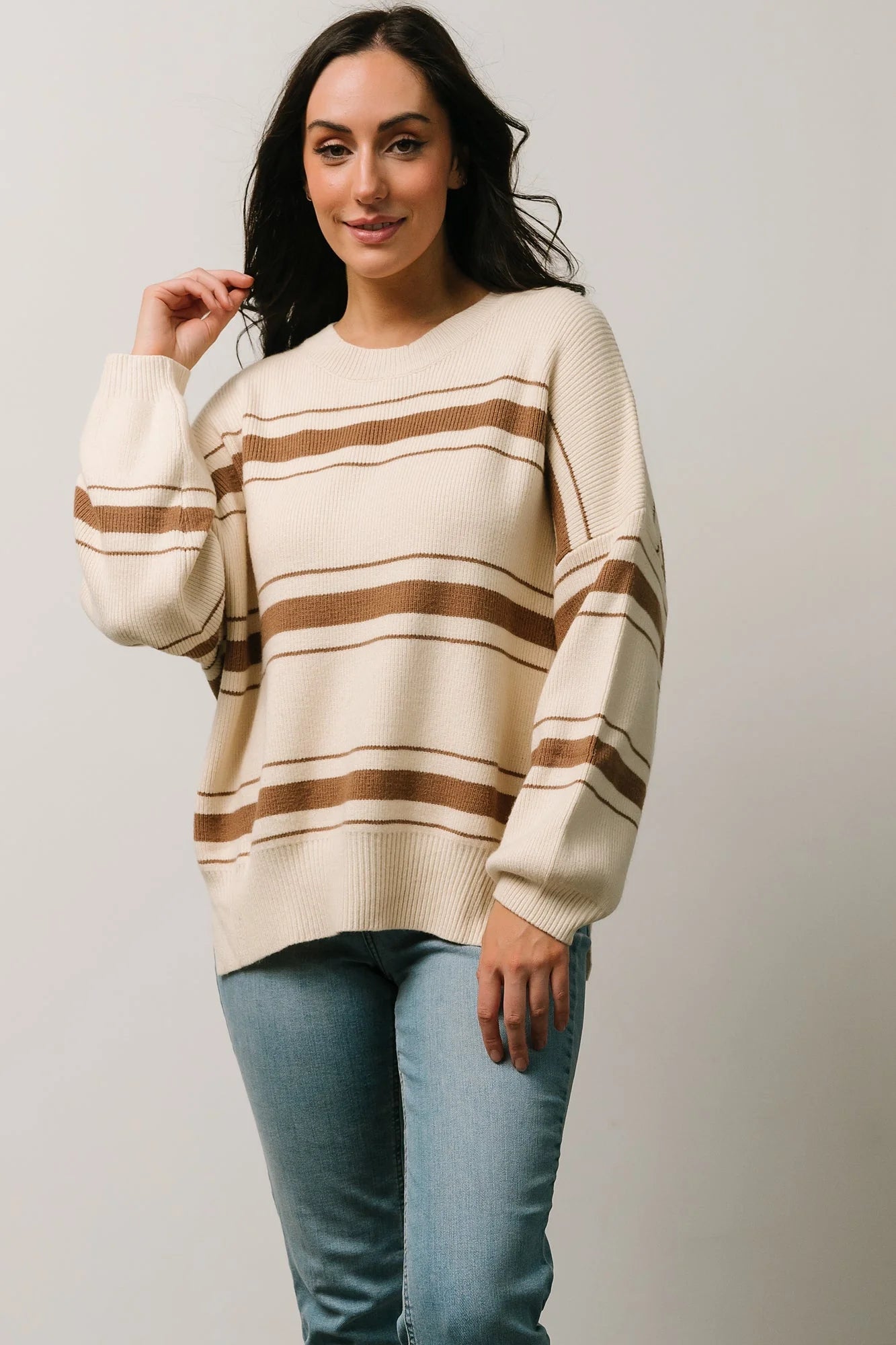 Charlie Striped Sweater | Taupe