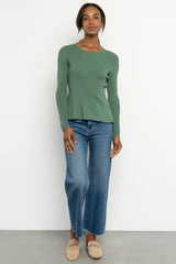 Ainsley Ribbed Top | Winter Green