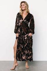 Liana Velvet Embossed Maxi Dress | Black