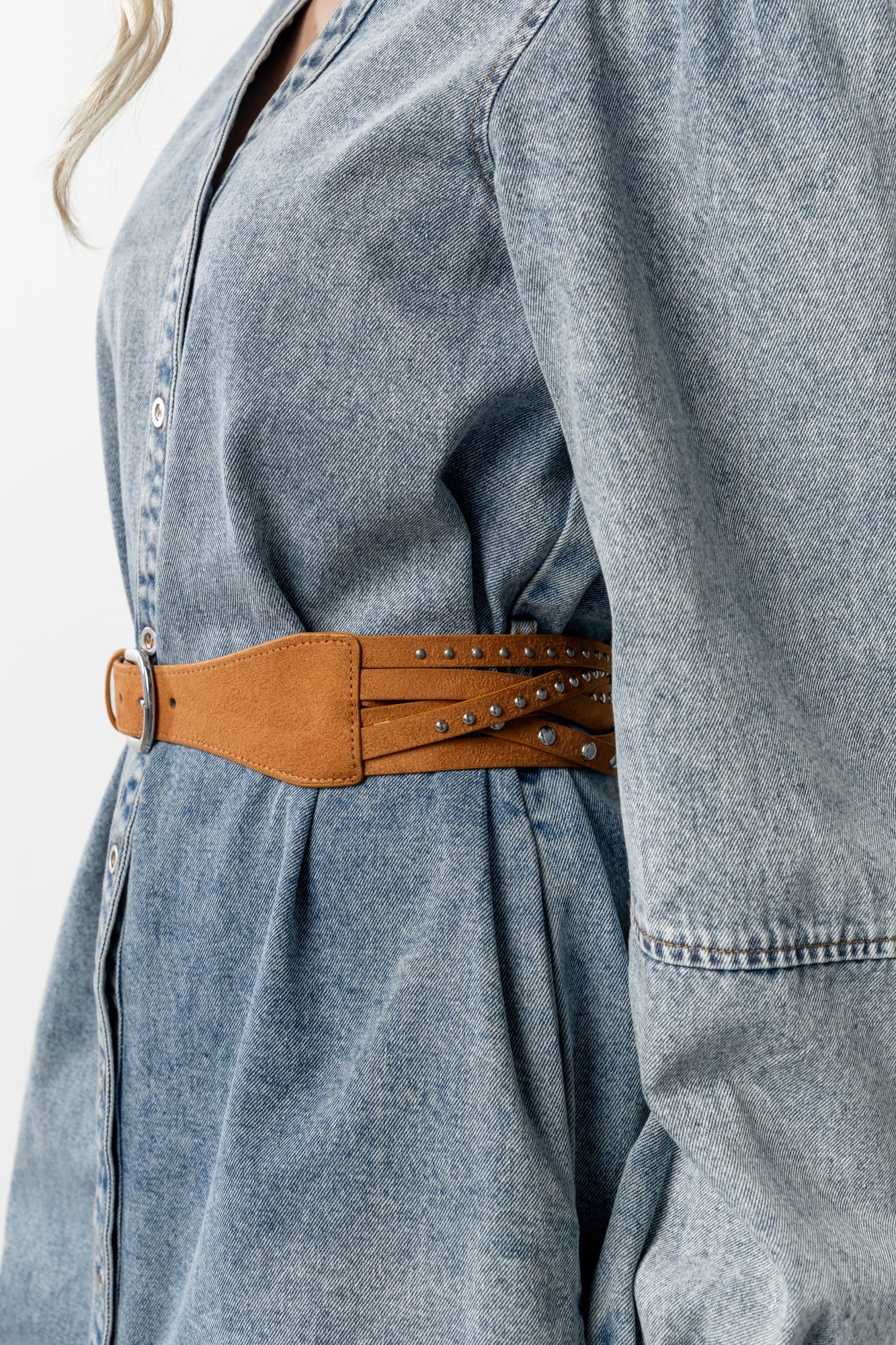 Gabrielle Layered Faux Suede Belt | Brown