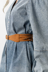 Gabrielle Layered Faux Suede Belt | Brown