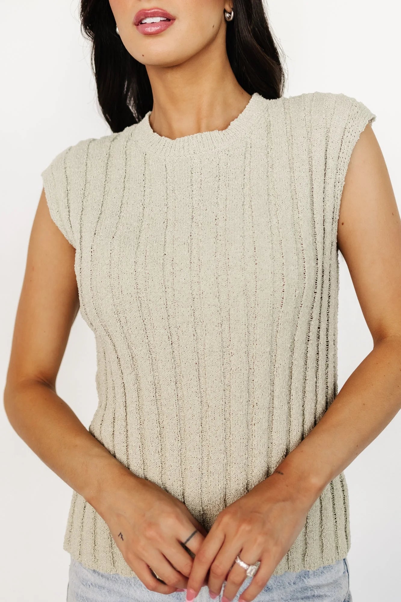 Dava Ribbed Top | Sage
