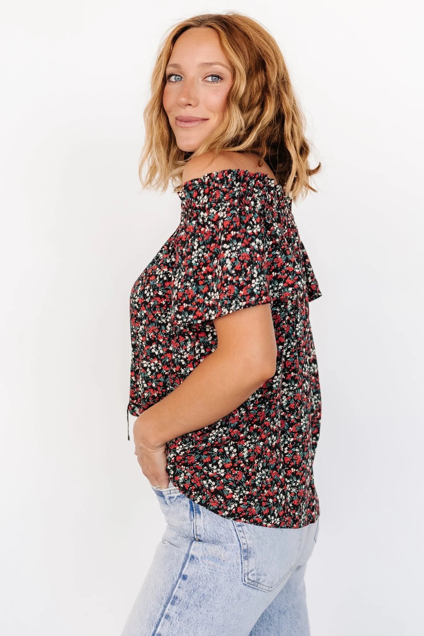 Jude Boho Top | Black + Red