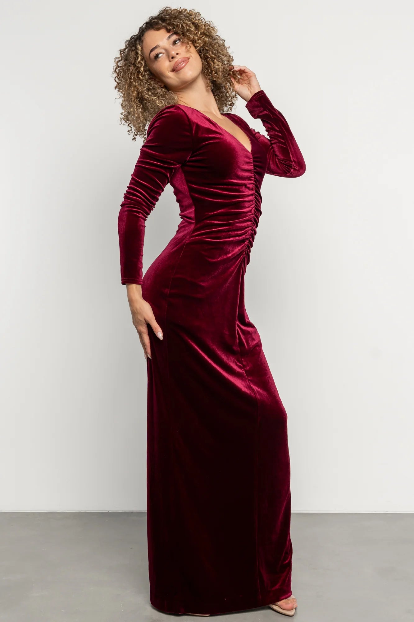 Kourtney Velvet Maxi Dress | Wine