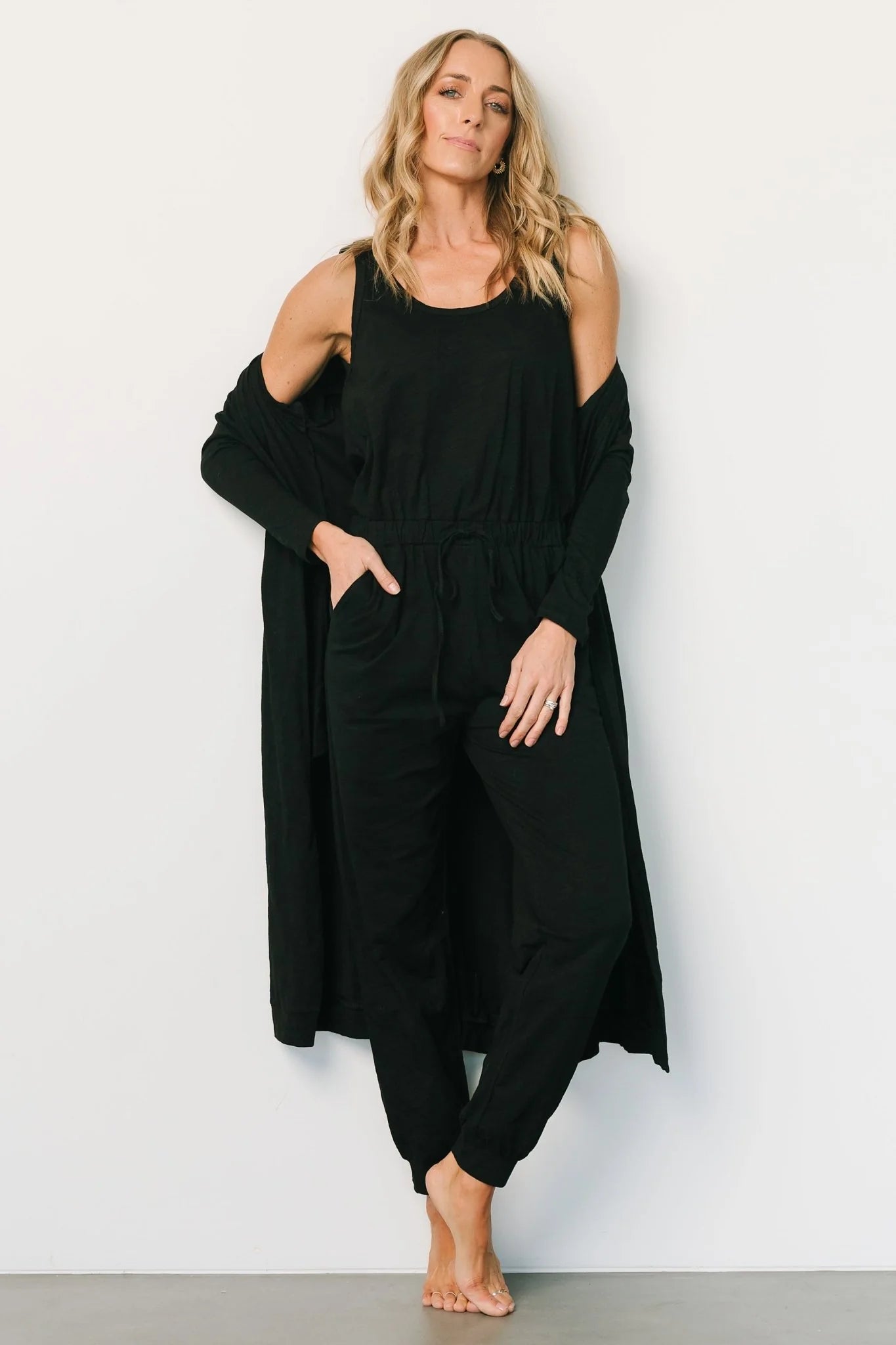 Janae Jumpsuit + Cardigan Set | Black