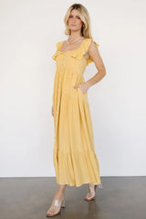 Ellie Ruffle Top Dress | Golden Yellow