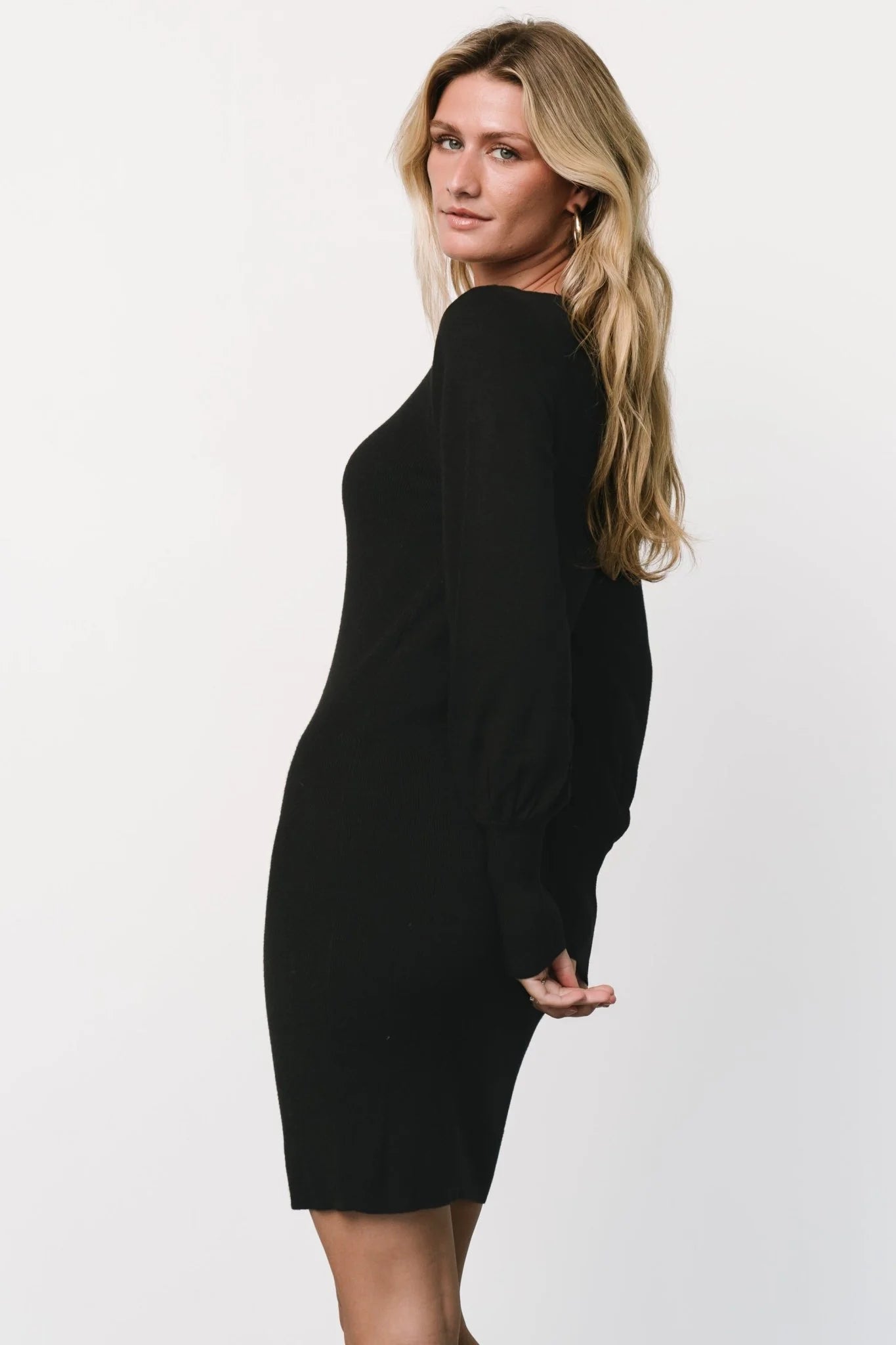 Suki V Neck Sweater Dress | Black